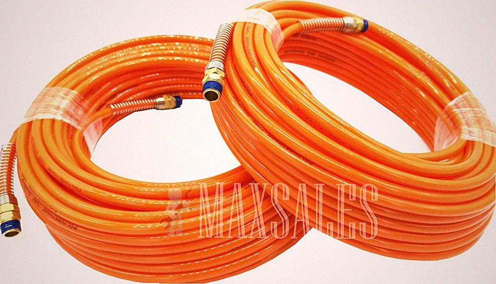 2PC 100ft x 1/4" NPT Orange Air Compressor PU Hose Roofing Framing carpentry