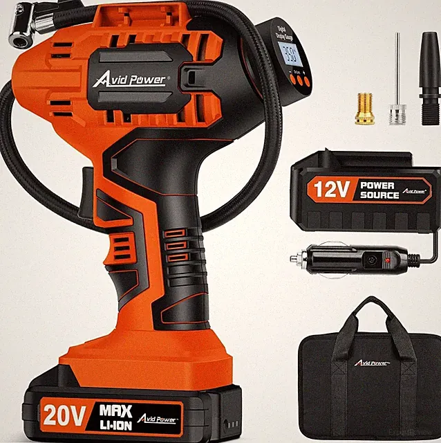 Compact 20V Battery Tire Inflator with Fast 30 LPM Air Flow for All Inflatables