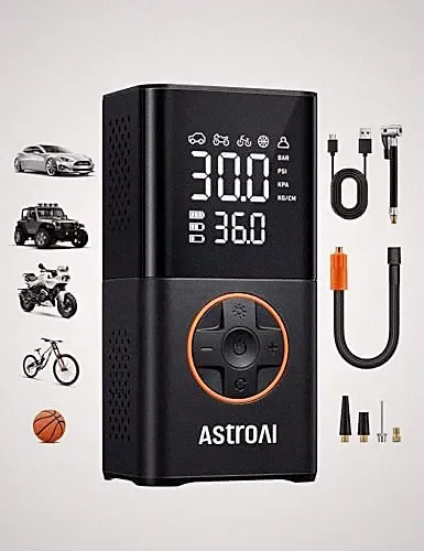 L7 Tire Inflator Portable Air Compressor Cordless Mini Bike Pump with 1 Orange
