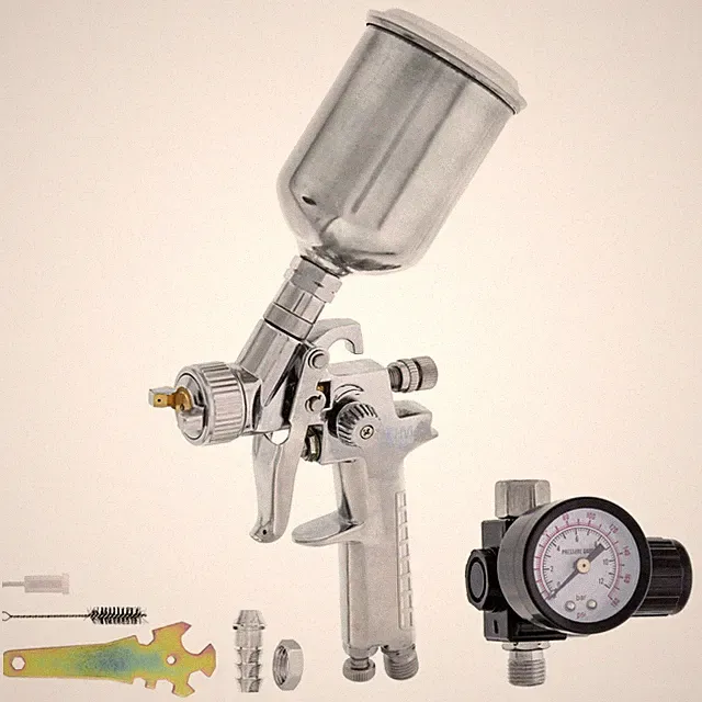 Mini Automotive Paint Touch-Up HVLP Spray Gun with 1.2mm Fluid Tip and Regulator