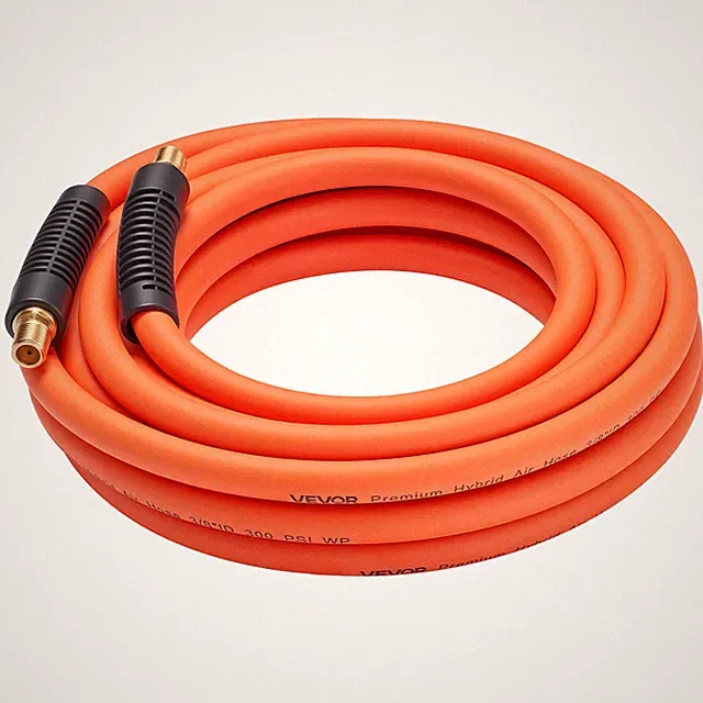 VEVOR Air Hose 3/8'' x 25ft Hybrid Air Hose with 1/4 in Solid Brass Male Fitting